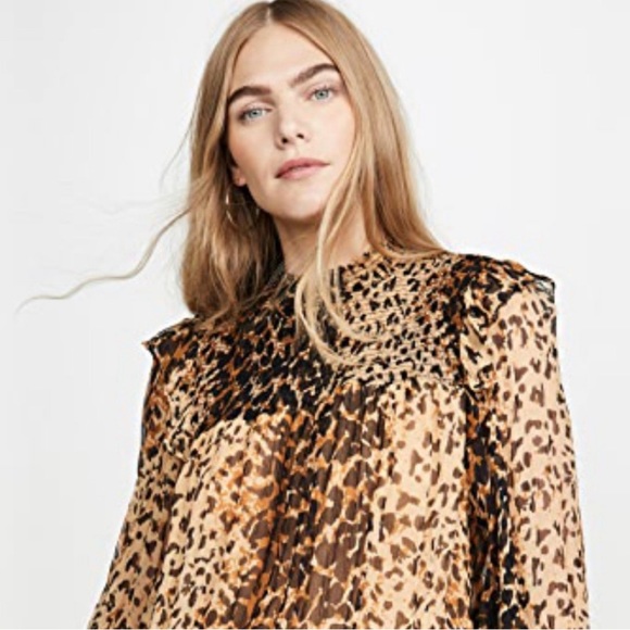 NWOT Free People Roma Blouse with lace tie back closure animal leopard print - Picture 5 of 11